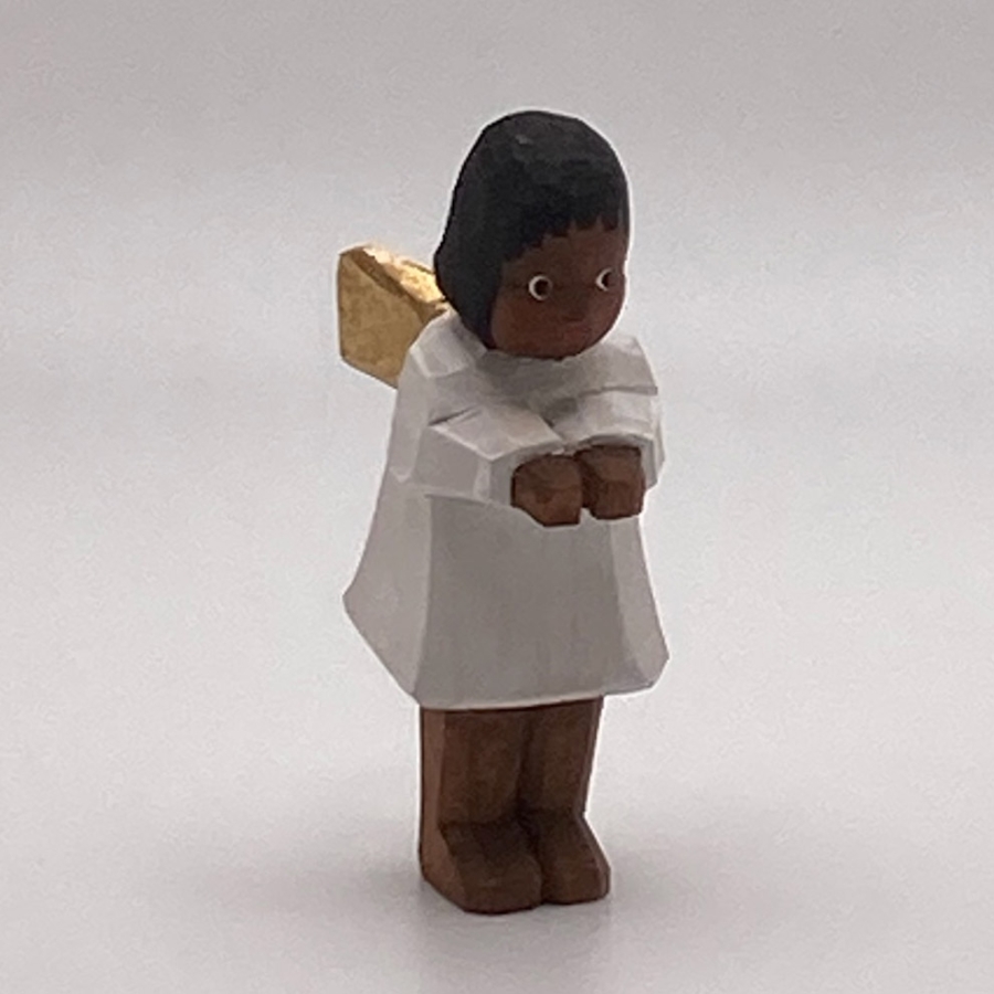 Angel, Peeking at Christ Child, Black Hair 